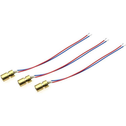 Adjustable Red Dot Laser Head Module 10pcs Pack For DIY Projects – four compact 650nm red dot laser head modules with red and blue wires