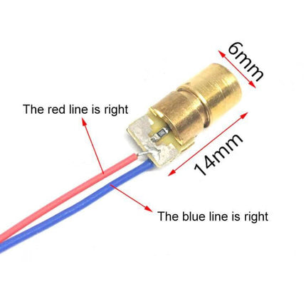 Adjustable Red Dot Laser Head Module 10pcs Pack For DIY Projects compact 650nm red dot module with wires, 14x6mm dimensions, adjustable alignment