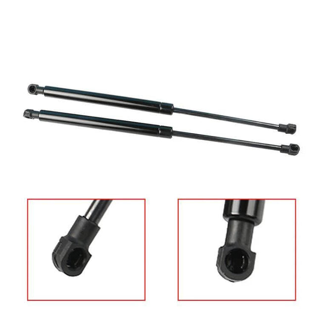 BMW E90 Trunk Lift Supports Two Pack Gas Struts Replacement - pair of black gas trunk lift supports with end fittings