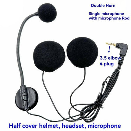 Half Helmet Intercom Headset For Hands Free Rider Communication in-helmet mic dual speakers 3.5mm plug