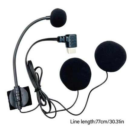 Type-C Intercom Headset with Microphone for Motorcycle Helmets with foam ear pads and flexible boom mic