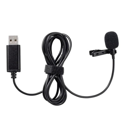 Lavalier Microphone for Everyday Video Calls and Recordings — USB clip-on lav mic with foam windscreen and long cable, ideal for clear virtual meetings and recordings