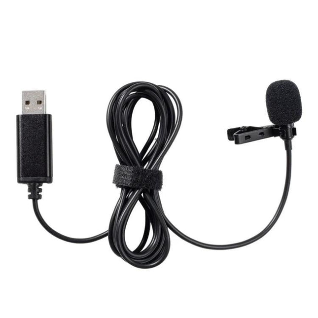 Lavalier Microphone for Everyday Video Calls and Recordings — USB clip-on lav mic with foam windscreen and long cable, ideal for clear virtual meetings and recordings