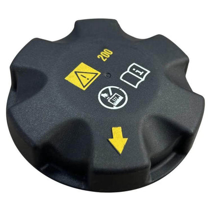 Radiator Cap for BMW, Direct Replacement for Everyday Maintenance - black ABS cap with warning icons and yellow arrow