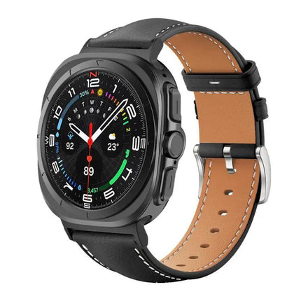 XDfind Black Fine Grain Leather Watch Band For Galaxy
