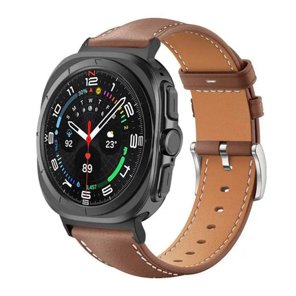 XDfind Black Fine Grain Leather Watch Band For Galaxy