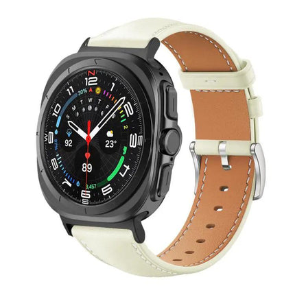 XDfind Black Fine Grain Leather Watch Band For Galaxy