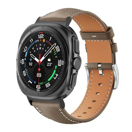 XDfind Black Fine Grain Leather Watch Band For Galaxy