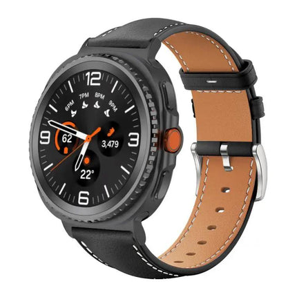 XDfind Black Fine Grain Leather Watch Band For Galaxy