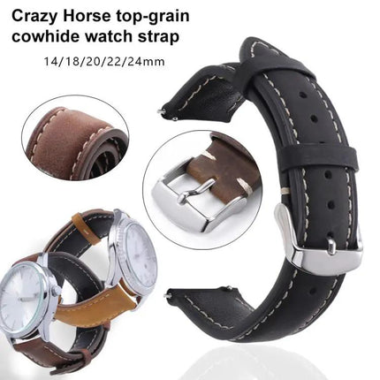 XDfind 24mm Crazy Horse Leather Watch Band For Suunto