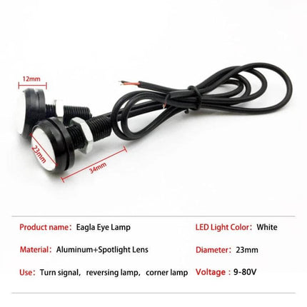 Hawkeye 23mm Motorcycle LED Light, Double Lens White compact weather-sealed LED module for motorcycle turn signal tail light daytime running light