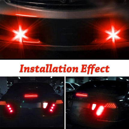Hawkeye 23mm Motorcycle LED Light, Double Lens White installed as red tail and brake lights showing installation effect on car rear