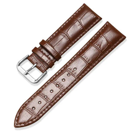 24mm Bamboo Texture Leather Watch Band Pin Buckle Suunto