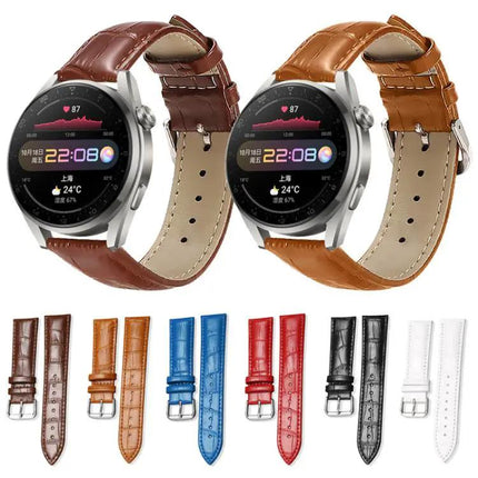 24mm Bamboo Texture Leather Watch Band Pin Buckle Suunto