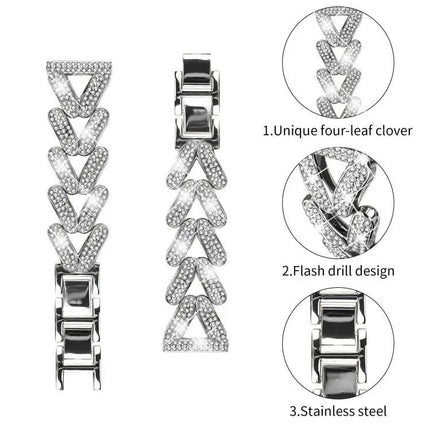 Xdfind 20mm Twist Diamond Metal Watch Band Strap Universal