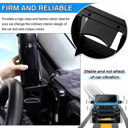 Car Air Outlet Water Cup Holder Accessory For Jimny installed in dashboard air vent holding a travel mug, anti-slip and vibration‑resistant