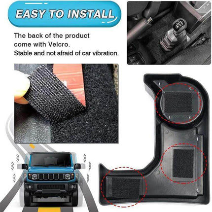 Suzuki Jimny Central Console Storage Box With Anti-Slip Mats showing Velcro pads and installation details
