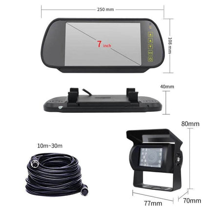 7-Inch Display Car Reversing Camera Monitor Kit for Vehicles clip-on mirror monitor and waterproof camera with cable for parking safety