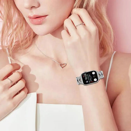 Small Twist Diamond Metal Watch Band For Apple Watch 38-49mm