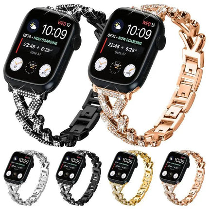 Small Twist Diamond Metal Watch Band For Apple Watch 38-49mm