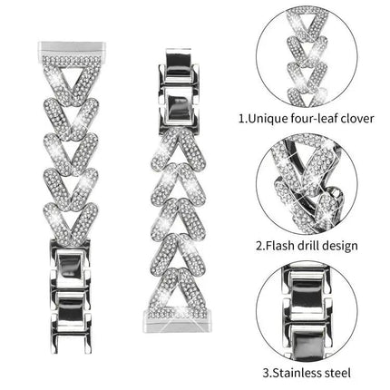 20mm Twist Diamond Metal Band For Fitbit Versa4/3/Sense