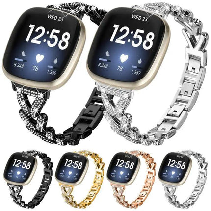 20mm Twist Diamond Metal Band For Fitbit Versa4/3/Sense