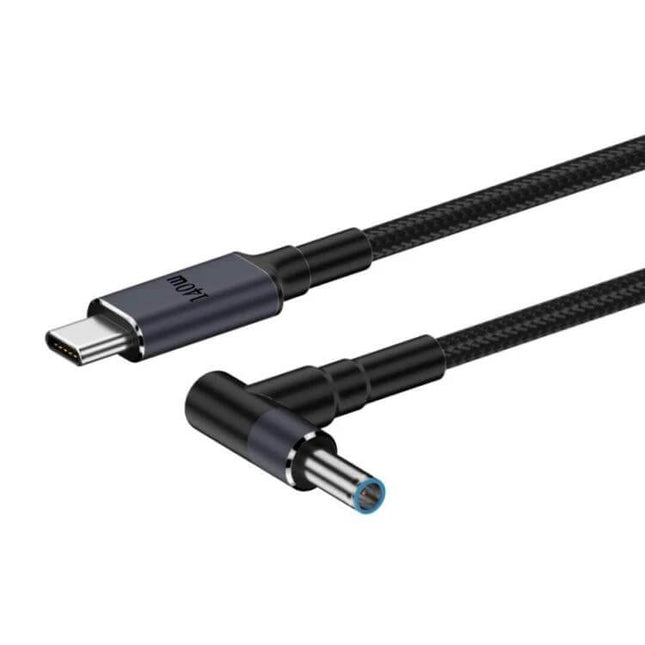 Durable 1.8 Meter Type-C to DC Laptop Charging Cable with braided jacket, angled DC tip and USB-C plug, supports up to 140W fast charging
