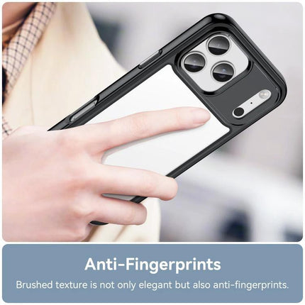Acrylic TPU Phone Case For Everyday Use slim anti-fingerprint acrylic shell with TPU core held in hand, protects camera and ports