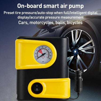 Essential LD air pump for daily car maintenance and trips compact on-board smart air pump with analog gauge and 12V plug for tires