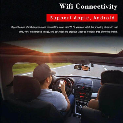 Hidden Dash Cam for Secure Nighttime Driving Recordings mounted discreetly showing WiFi connectivity and driver viewing footage on phone
