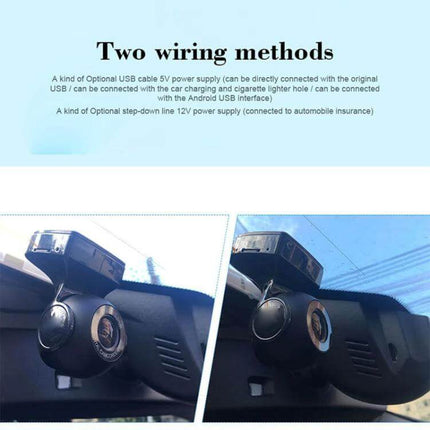 Hidden Dash Cam for Secure Nighttime Driving Recordings mounted discreetly behind windshield showing two wiring methods for power