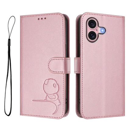 Litter Panda Leather Phone Case With Card Pocket slim pink folio wallet with 3 card slots and RFID blocking