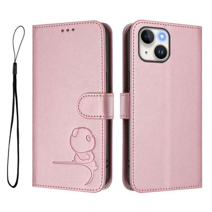 Litter Panda Leather Phone Case With Card Holder For Everyday Essentials Gentle Protection - pink PU leather wallet case with card slots
