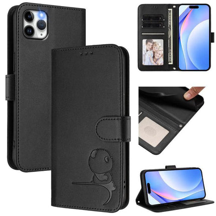 Litter Panda Phone Case With Card Slots black folio wallet with three card slots, cash pocket, kickstand and RFID blocking