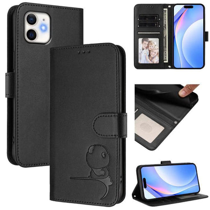 Litter Panda Leather Phone Case for Everyday Card and Phone Carry black PU leather wallet case holding cards cash and phone