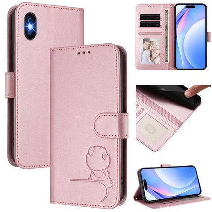 Litter Panda Phone Case With Card Slots pink wallet case with three card slots cash pocket kickstand and RFID blocking