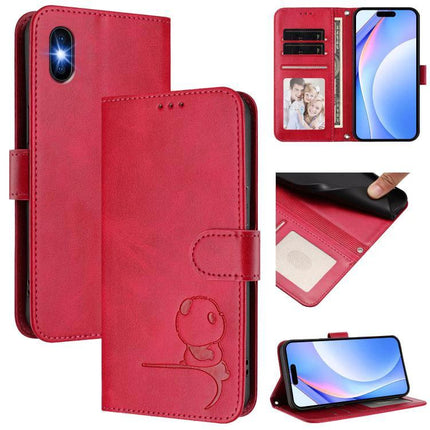 Litter Panda Phone Case With Card Slots red wallet case with three card slots, cash compartment, kickstand and RFID blocking