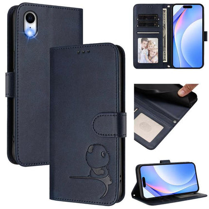 Litter Panda Phone Case With Card Slot For Daily Essentials navy PU leather wallet case with RFID blocking, 3-card slots, cash pocket and kickstand
