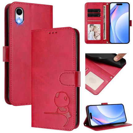 Litter Panda Phone Case With Card Slot For Daily Essentials red PU leather wallet case with RFID blocking, 3 card slots and stand