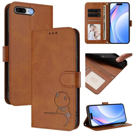 Litter Panda Phone Case With Card Slot For Daily Essentials brown PU leather wallet case with RFID blocking, 3 card slots and kickstand