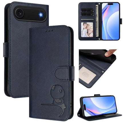 Leather Phone Case With Card Holder For Daily Carry And Everyday Convenience On The Go - navy PU leather wallet case with card slots and stand