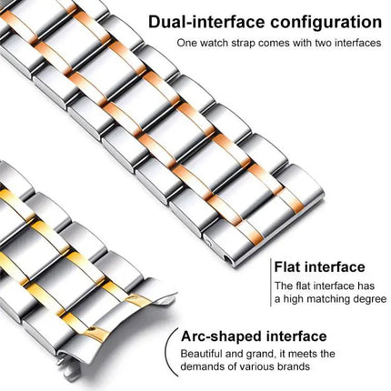 Stainless Steel Five-Bead Butterfly Watch Band 14-22mm
