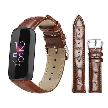 Bamboo Texture Leather Watch Band Compatible With Fitbit