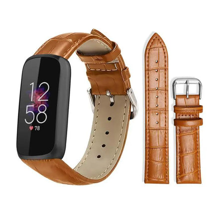 Bamboo Texture Leather Watch Band Compatible With Fitbit