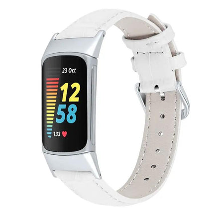Bamboo Texture Leather Watch Band Compatible With Fitbit