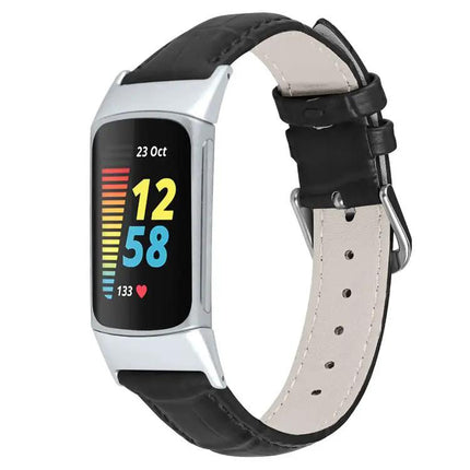 Bamboo Texture Leather Watch Band Compatible With Fitbit