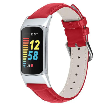 Bamboo Texture Leather Watch Band Compatible With Fitbit