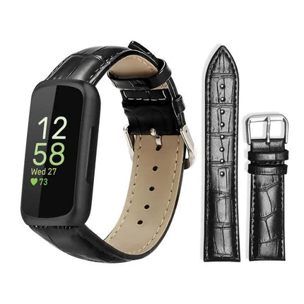 Bamboo Texture Leather Watch Band Compatible With Fitbit
