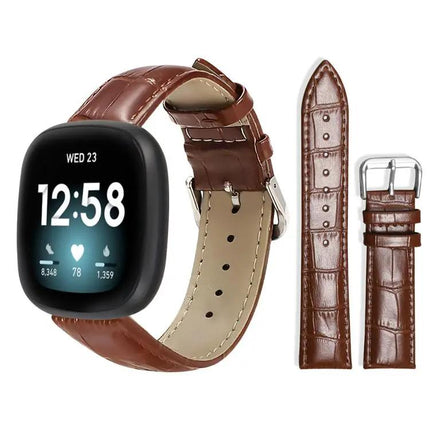 Bamboo Texture Leather Watch Band Compatible With Fitbit