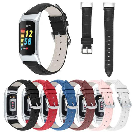 Bamboo Texture Leather Watch Band Compatible With Fitbit